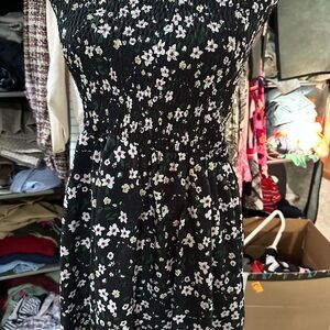 SHEIN Black Floral Midi Dress